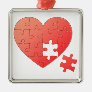 Puzzle Heart with Piece Metal Tree Decoration