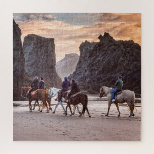 Puzzle: Horseback Riding On Bandon Beach Jigsaw Puzzle
