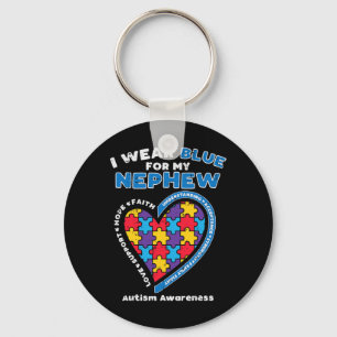 Puzzle I Wear Blue Nephew Autism Awareness Family Key Ring