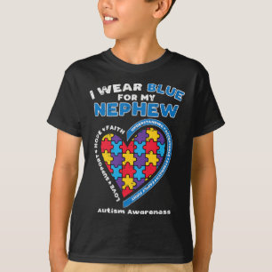 Puzzle I Wear Blue Nephew Autism Awareness Family  T-Shirt