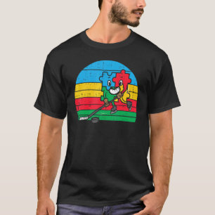 Puzzle Ice Hockey Retro Autism Awareness Sports Bo T-Shirt
