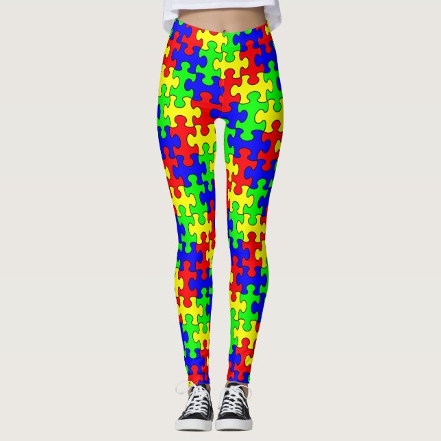 Puzzle Leggings: Colourful Puzzle Leggings (Front)