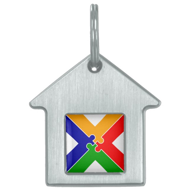 Puzzle Letter X Monogram Pet ID Tag (Front)