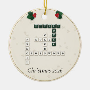 Puzzle Lover Crossword Letter Tiles Year Ceramic Tree Decoration