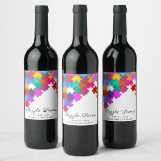 Puzzle Lovers Elegant Design Custom Wine Labels