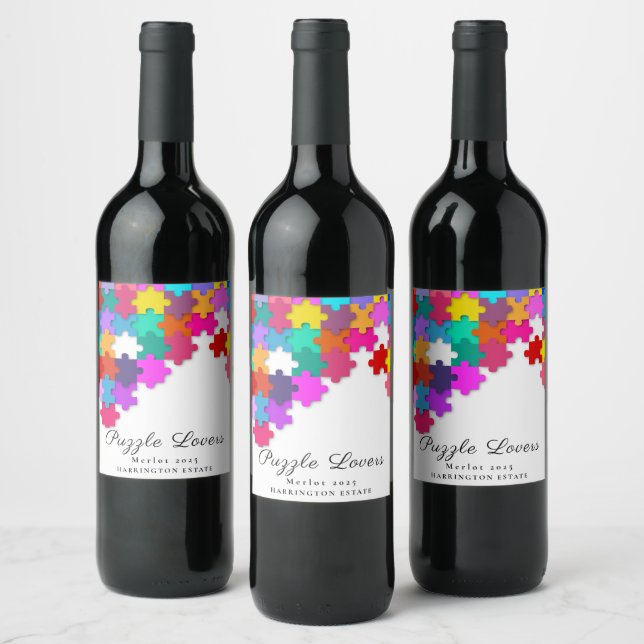 Puzzle Lovers Elegant Design Custom Wine Labels (Bottles)