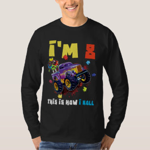 Puzzle Monster Truck Age 8 Born Autism Awareness T-Shirt