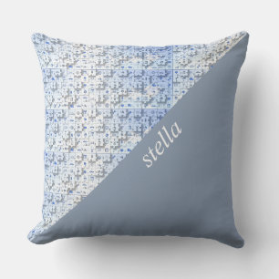 Puzzle Pattern Monogrammed Throw Pillow