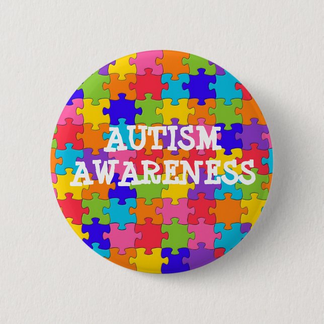 Puzzle Piece Autism Awareness BUTTON (Front)