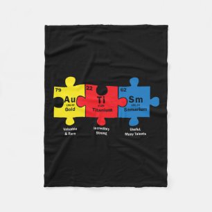 Puzzle Piece Chemical Elements Cool Autism Awarene Fleece Blanket