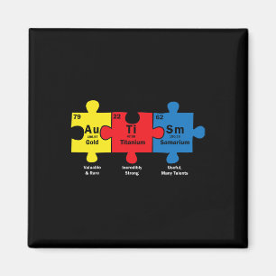 Puzzle Piece Chemical Elements Cool Autism Awarene Magnet