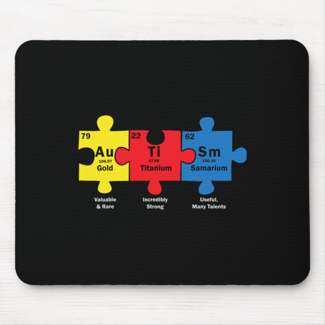 Puzzle Piece Chemical Elements Cool Autism Awarene Mouse Pad (Front)