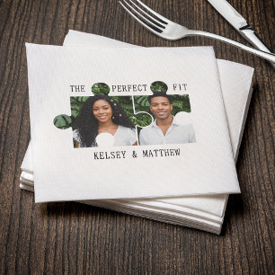 Puzzle Piece Photo Perfect Fit Wedding Napkin