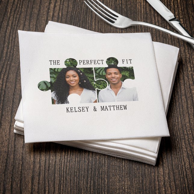 Puzzle Piece Photo Perfect Fit Wedding Napkin (Puzzle Piece Photo Perfect Fit Wedding Napkins
)
