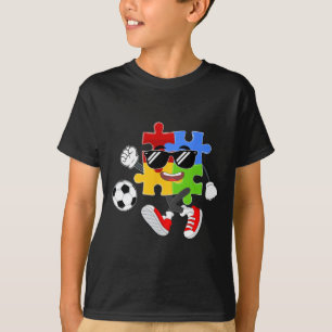 Puzzle Piece Playing Soccer Autism Awareness Day T-Shirt