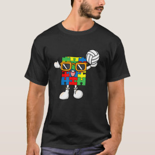 Puzzle Piece Playing Volleyball Autism Awareness B T-Shirt