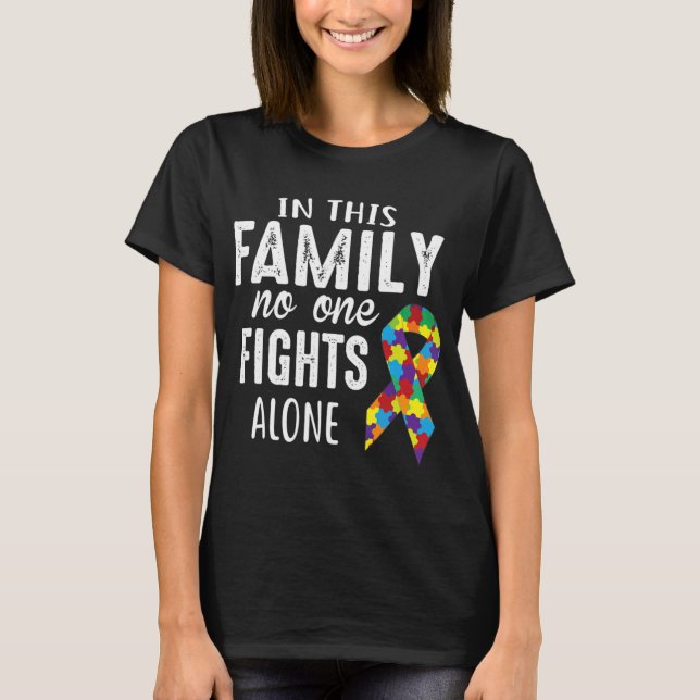 Puzzle Piece Ribbon Group Matching Family Friends  T-Shirt (Front)