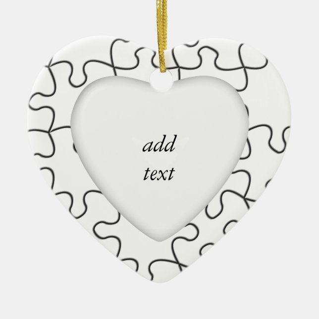 Puzzle Pieces  (Add Background Colour or Image) Ceramic Tree Decoration (Front)