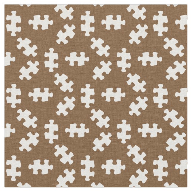 Puzzle Pieces Brown and White Fabric (Close Up)