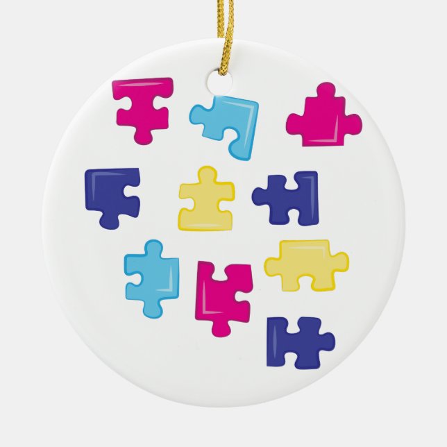 Puzzle Pieces Ceramic Tree Decoration (Front)
