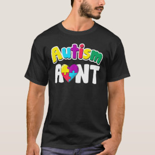 Puzzle Pieces Colours Autism Aunt Awareness T-Shirt