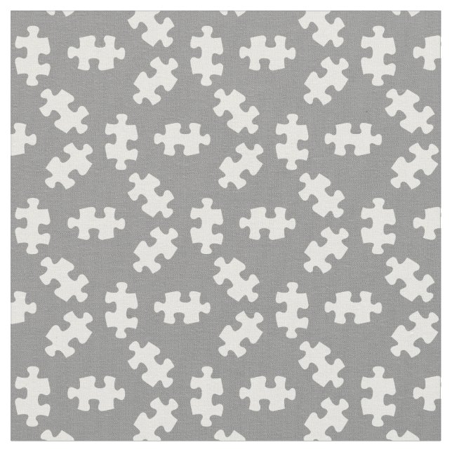 Puzzle Pieces Grey and White Fabric (Close Up)