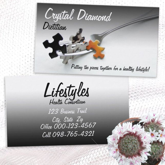 Puzzle Pieces On Fork Health Professional  Business Card (Creator Uploaded)