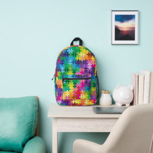 Puzzle Pieces Printed Backpack