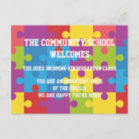 Puzzle Pieces School Postcard