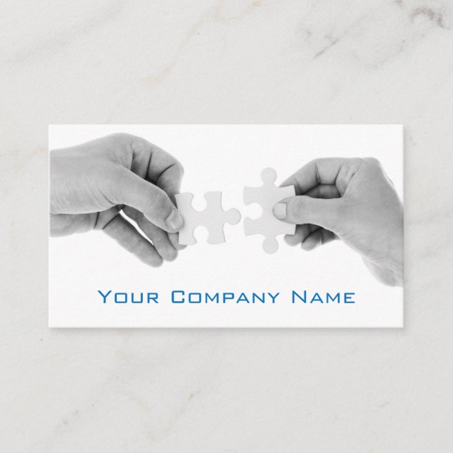 Puzzle Pieces with Hands Photo - Business Card (Front)