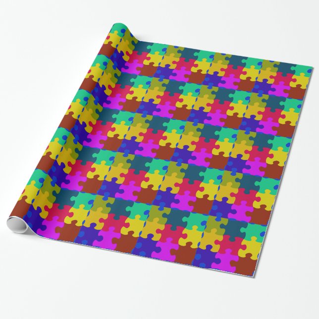 Puzzle Pieces Wrapping Paper (Unrolled)