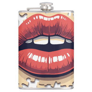Puzzle Pop Lips Hip Flask