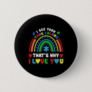 Puzzle Rainbow In April We Wear Blue Autism Awaren 6 Cm Round Badge