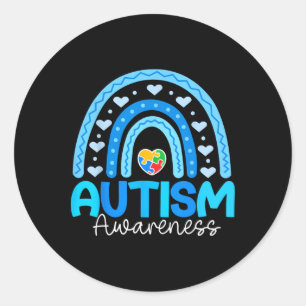 Puzzle Rainbow In April We Wear Blue Autism Awaren Classic Round Sticker