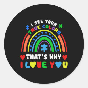 Puzzle Rainbow In April We Wear Blue Autism Awaren Classic Round Sticker
