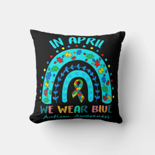 Puzzle Rainbow In April We Wear Blue Autism Awaren Cushion