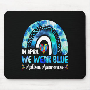 Puzzle Rainbow In April We Wear Blue Autism Awaren Mouse Pad