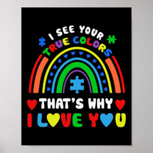 Puzzle Rainbow In April We Wear Blue Autism Awaren Poster