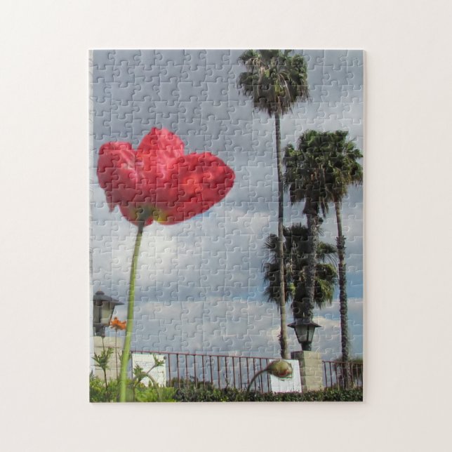 Puzzle - Red Poppy and Palm Trees (Vertical)