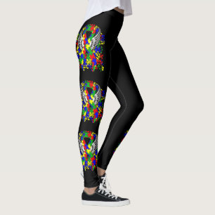 Puzzle Ribbon With Wings Leggings