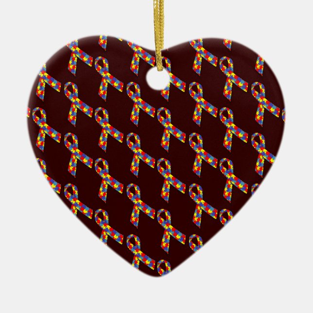 Puzzle Ribbons Ceramic Tree Decoration (Front)