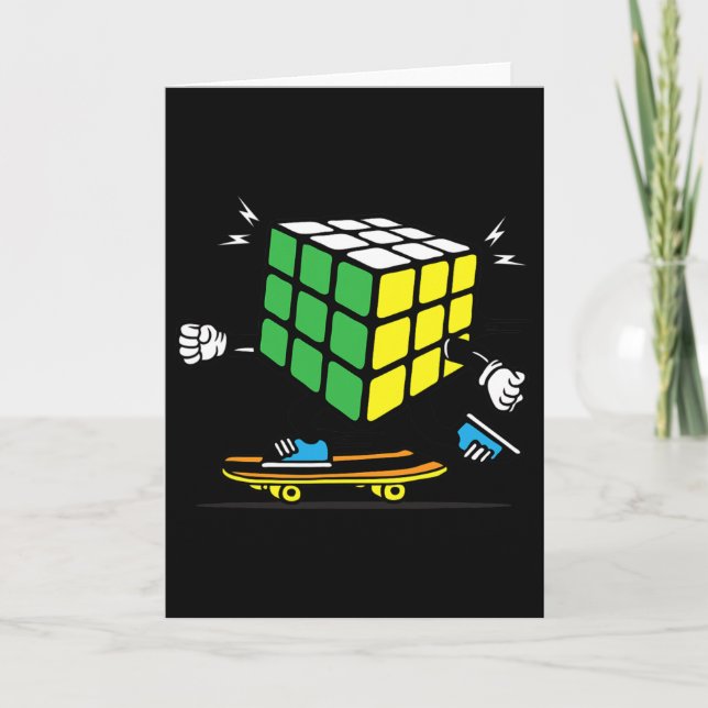 Puzzle Sciences Cube Skateboard Kawaii Skater Funn Card (Front)