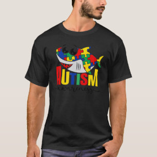Puzzle Shark Mum Autism Childrent Autism Awareness T-Shirt