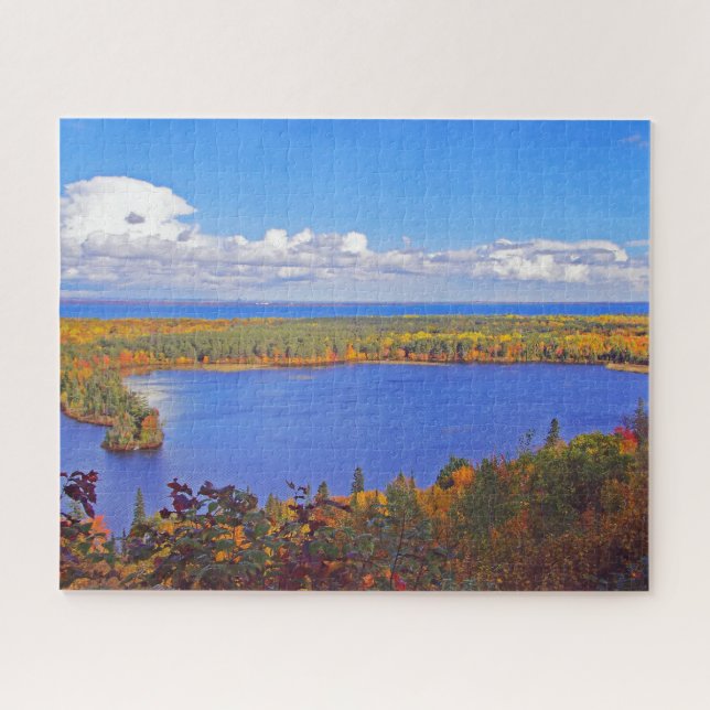 Puzzle/ SPECTACLE LAKE, MICHIGAN IN AUTUMN Jigsaw Puzzle (Horizontal)