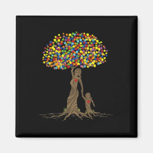 Puzzle Tree Love Mum And Autistic Daughter Autism Magnet