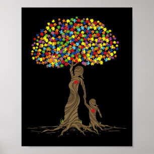 Puzzle Tree Love Mum And Autistic Daughter Autism  Poster