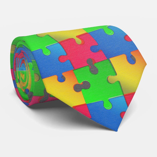Puzzle Unity – Bold Colour Chaos Tie (Rolled)