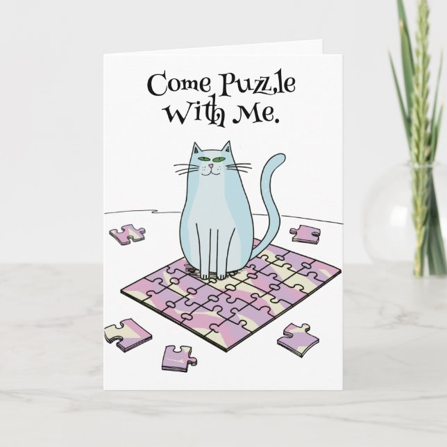 Puzzle valentine Jigsaw Cat puzzlers Card (Front)