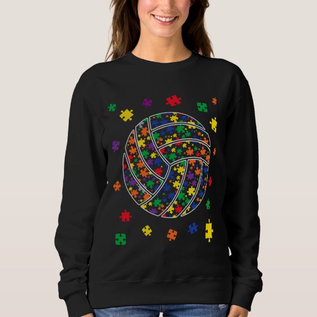 Puzzle Volleyball Autism Sport Autism Awareness Ki Sweatshirt (Front)
