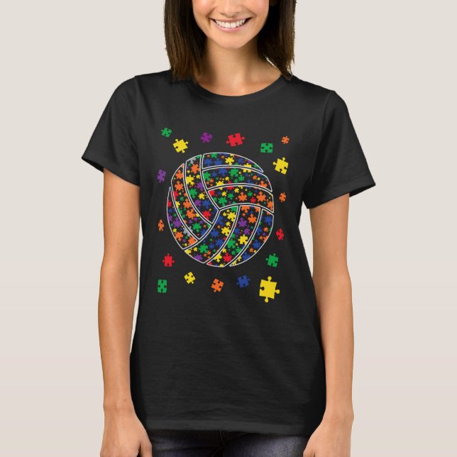 Puzzle Volleyball Autism Sport Autism Awareness Ki T-Shirt (Front)